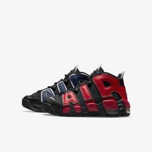 Nike Air More Uptempo Older Sneakers Børn Sort Mørkeblå Hvide Rød | NK061OLP