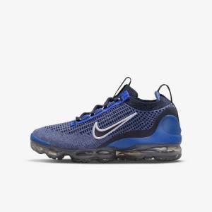 Nike Air VaporMax 2021 FK Older Sneakers Børn Kongeblå Hvide Mørkegrå Sort | NK735RHG