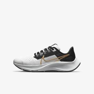 Nike Air Zoom Pegasus 38 Older Road Løbesko Børn Lysegrå Metal Guld | NK403ECY