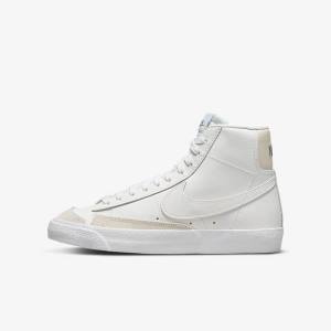Nike Blazer Mid 77 Older Basketball Sko Børn Hvide Lysebrune Hvide | NK089HBF