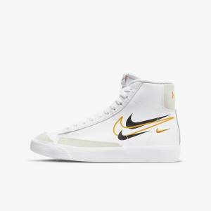 Nike Blazer Mid 77 Older Basketball Sko Børn Hvide Sort Hvide | NK491LKG