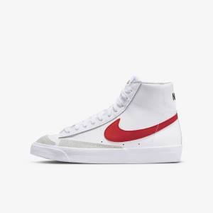 Nike Blazer Mid 77 Older Basketball Sko Børn Hvide Blå Sort Rød | NK510QMF