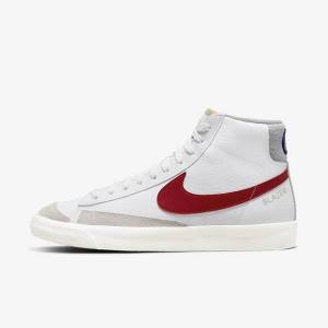 Nike Blazer Mid 77 Sneakers Herre Hvide Lysegrå Rød | NK261AQP