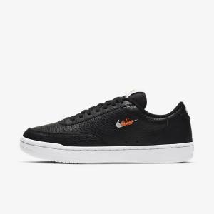 Nike Court Vintage Premium Sneakers Dame Sort Orange Hvide | NK438EMU