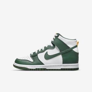 Nike Dunk High Older Sneakers Børn Grøn Guld Hvide | NK951ARZ