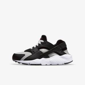 Nike Huarache Run Older Løbesko Børn Sort Grå Hvide Rød | NK980AFS