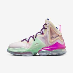 Nike LeBron 19 Basketball Sko Dame Blå Lysegrøn Hvide Bordeaux | NK963GBI