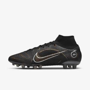 Nike Mercurial Superfly 8 Elite AG Artificial-Grasss Fodboldsko Herre Sort Metal Sølv Grå Metal Guld | NK641OSY
