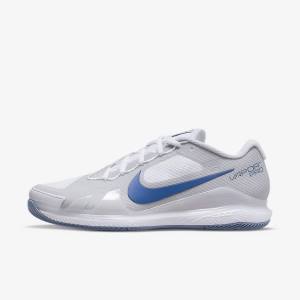 Nike NikeCourt Air Zoom Vapor Pro Hard-Court Tennissko Herre Hvide Grå Mørkeblå | NK312ZQN
