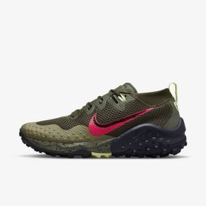 Nike Wildhorse 7 Trail Løbesko Herre Khaki Olivengrøn Obsidian Rød | NK930DVA