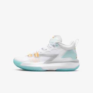 Nike Zion 1 Older Basketball Sko Børn Hvide Orange Turkis Sort | NK250VOG