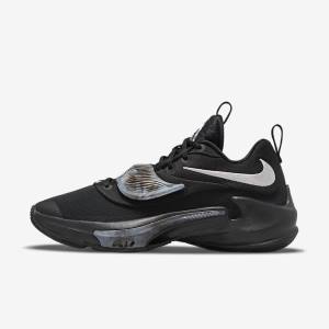 Nike Zoom Freak 3 Basketball Sko Dame Sort Grå Lyserød Metal Sølv | NK160ZMF